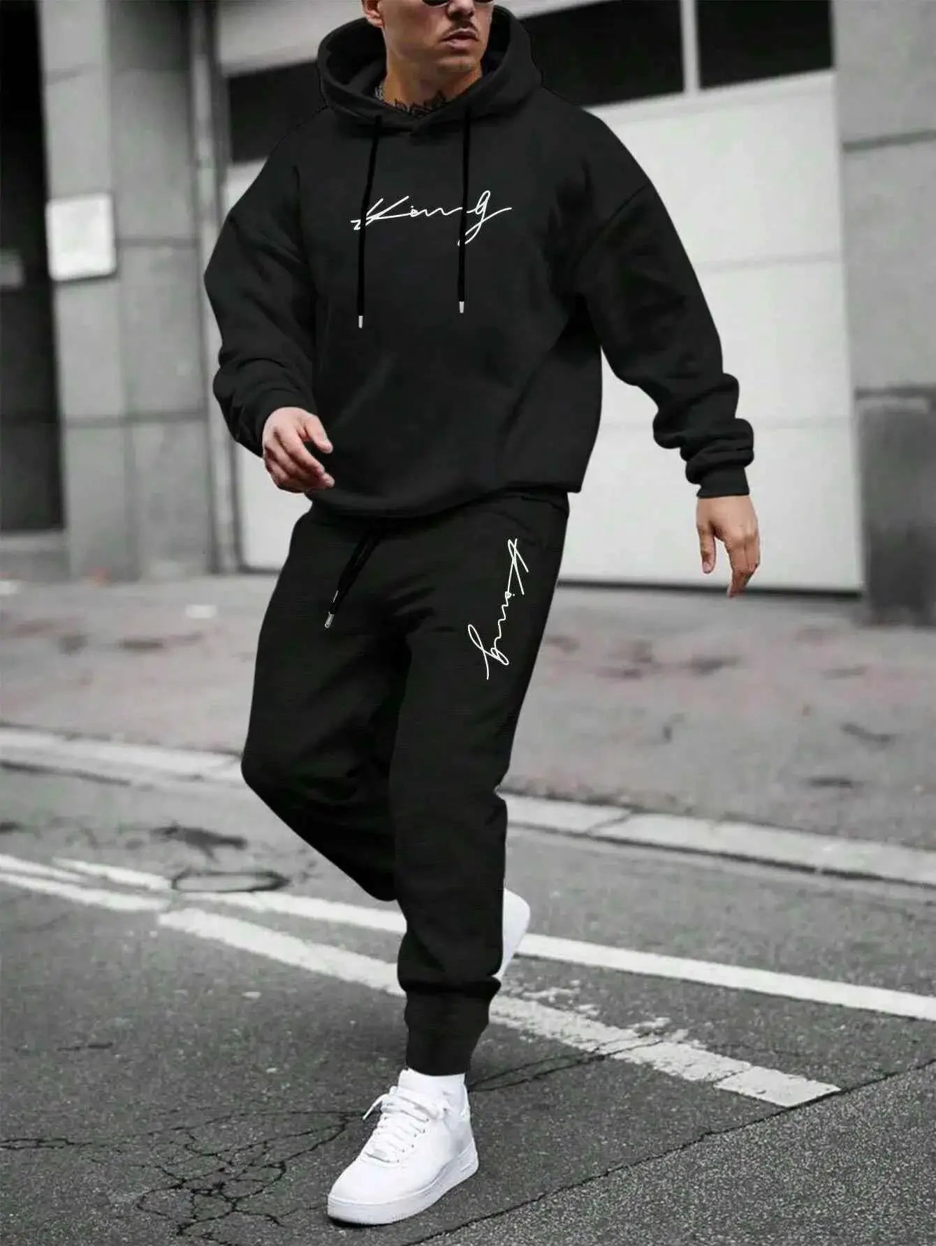 Autumn Winter Hooded Tracksuit Set For Men And Women With Drawstring Pullover Comfortable Casual Fashion Daily Wear