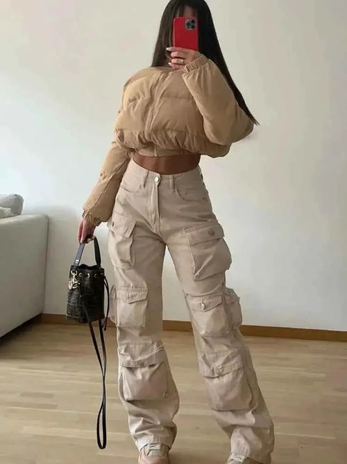 Taruxy Cargo Pants For Women With Multiple Pockets Loose Fit High Waist Baggy Streetwear Sweatpants Trousers