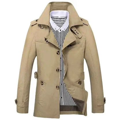 Men's Pure Cotton Windbreaker Long Jacket For Business Casual Streetwear 2025 Spring Summer Autumn Winter