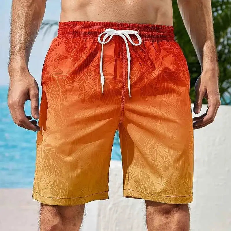 Men's Gradient Graphic Beach Shorts 3D Printed Board Shorts Swim Trunks For Summer Casual Vacation