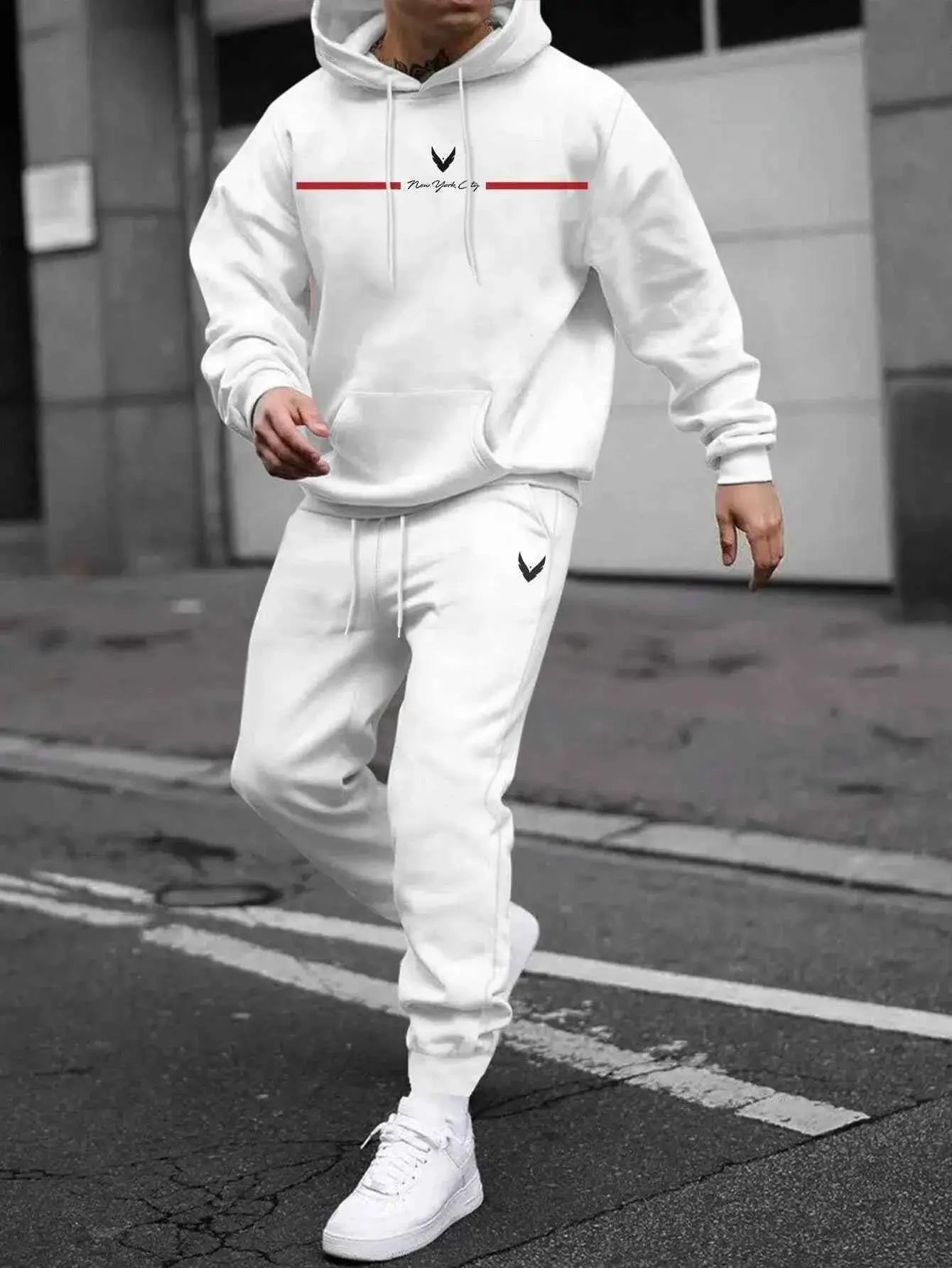 Autumn Winter Hooded Tracksuit Set For Men And Women With Drawstring Pullover Comfortable Casual Fashion Daily Wear
