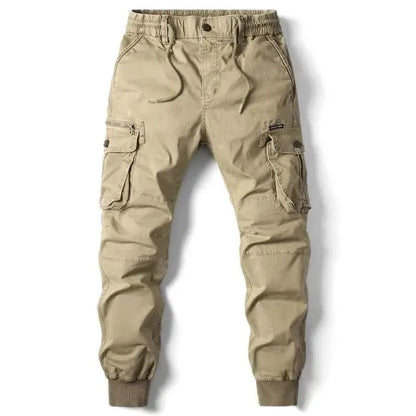 New Cotton Men Cargo Pants Multi Pocket Tactical Joggers Khaki Black Gray Casual Work Wear