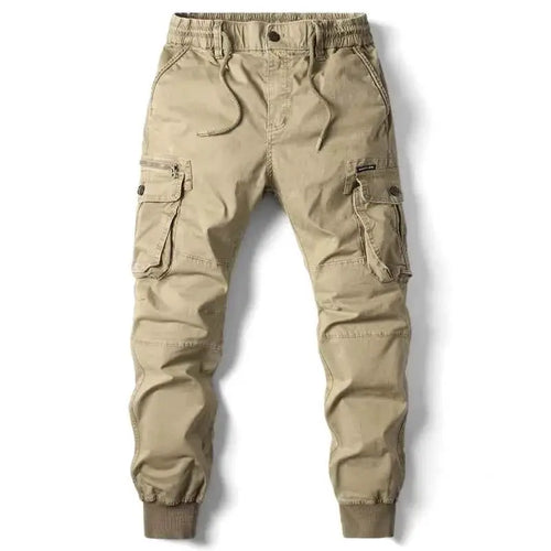 New Cotton Men Cargo Pants Multi Pocket Tactical Joggers Khaki Black Gray Casual Work Wear