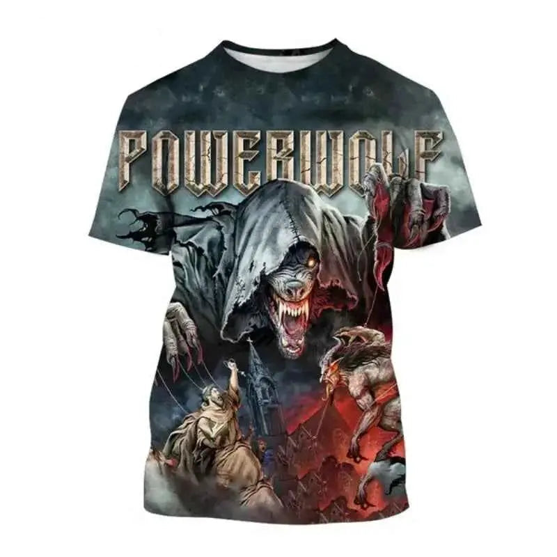 Powerwolf Metal Rock 3D Print T Shirt For Men And Women Hip Hop Style Oversized Short Sleeve Tee Streetwear Fashion
