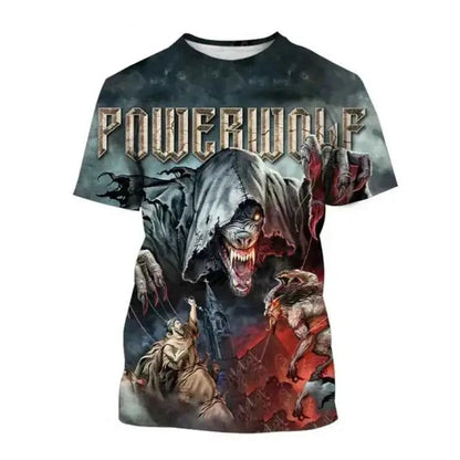 Powerwolf Metal Rock 3D Print T Shirt For Men And Women Hip Hop Style Oversized Short Sleeve Tee Streetwear Fashion