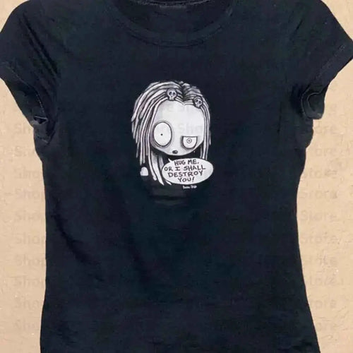 Aesthetic Summer Streetwear Gothic Harajuku Star Graphic T Shirt Vintage Crop Top Women Egirl Y2K Clothes