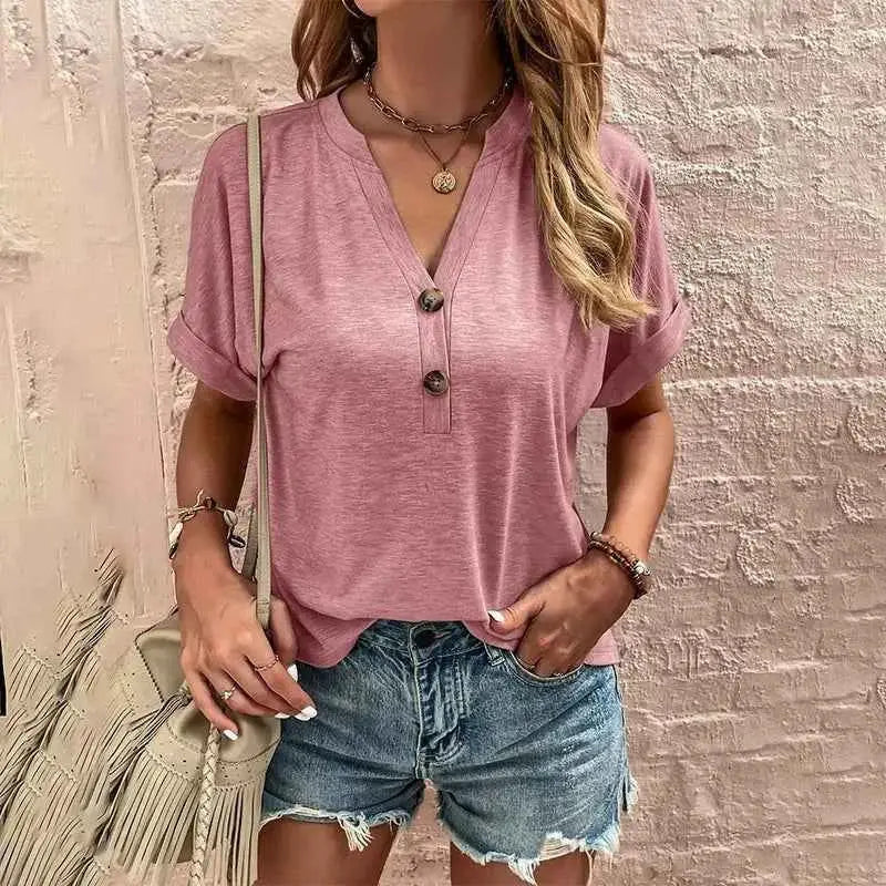 Solid Color Casual Loose T Shirt For Women 2025 Summer Vintage Oversized Short Sleeve Tee Streetwear Top