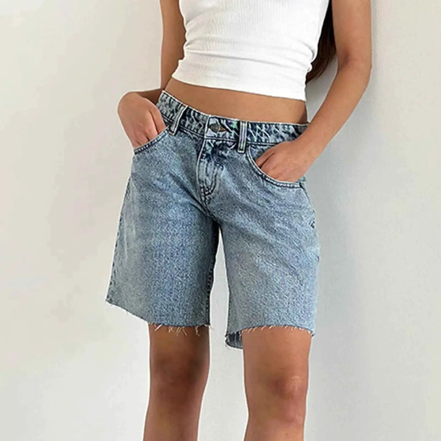 Women Y2K Carpenter Denim Shorts High Rise Baggy Wide Leg Jorts Prewashed Bermuda Vintage Cowgirl Jeans