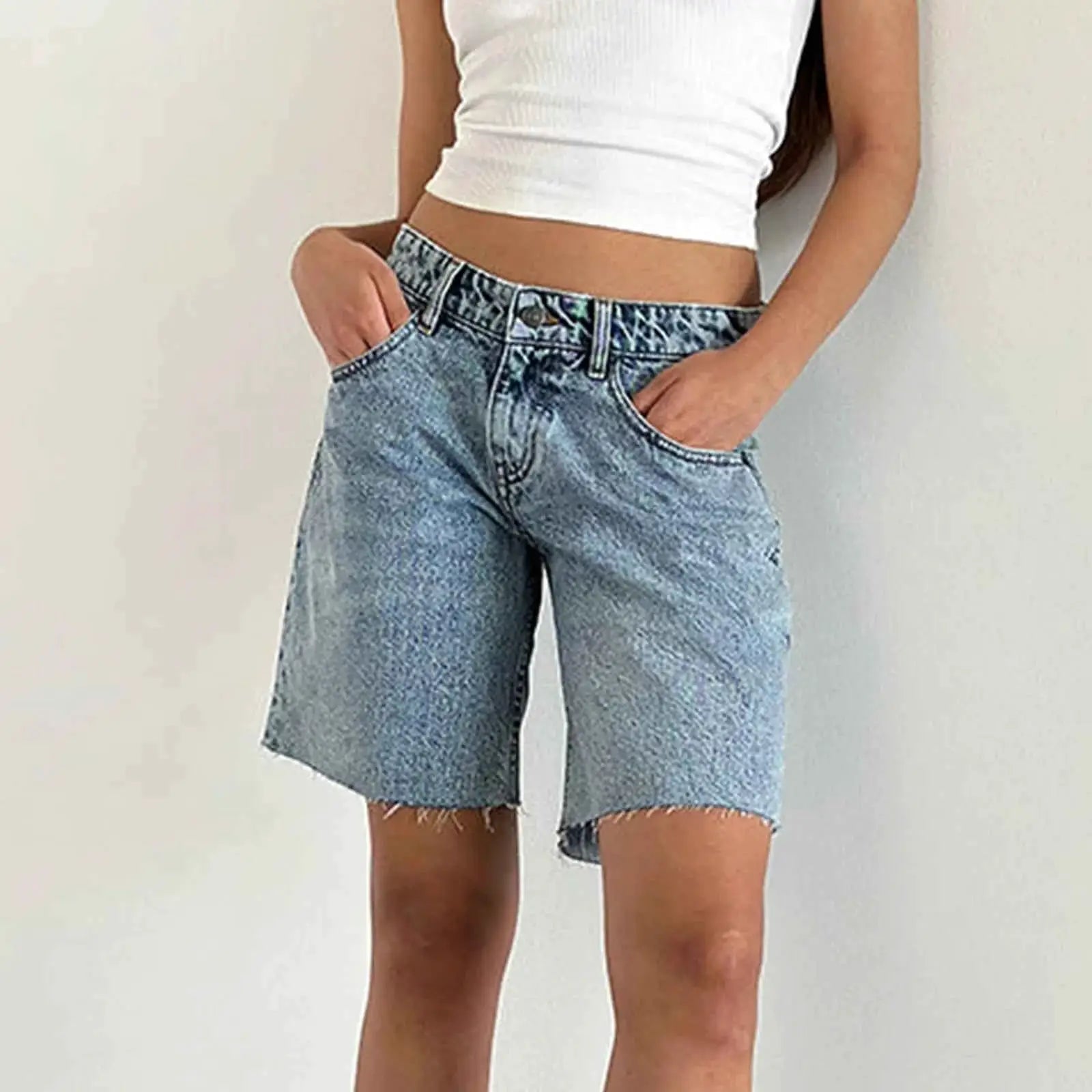 Women Y2K Carpenter Denim Shorts High Rise Baggy Wide Leg Jorts Prewashed Bermuda Vintage Cowgirl Jeans