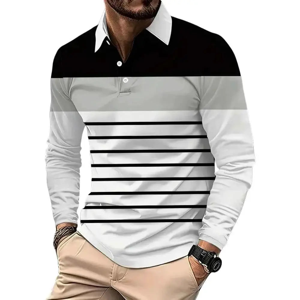 Vintage Stripe Print Mens Polo Shirts Classic Casual Wear For All Day Comfort By TeenStylo