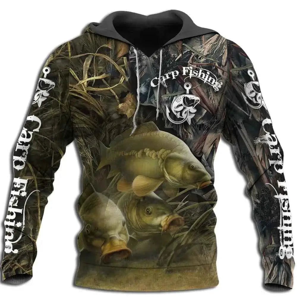 Mens Carp Fishing 3D Printed Harajuku Sweatshirt Unisex Casual Pullover Hoodie Style