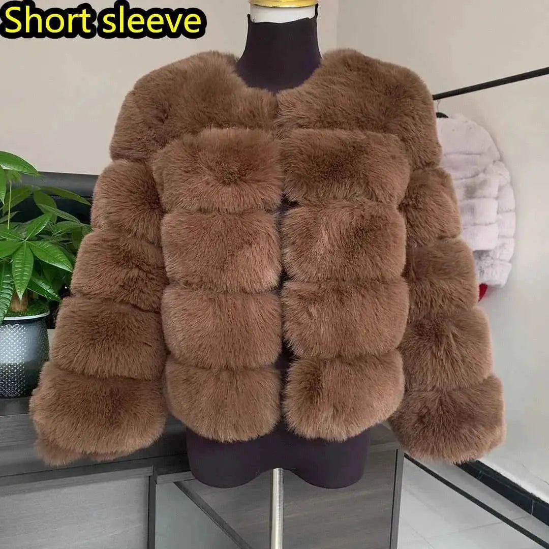 TeenStylo Winter Faux Fur Coat For Teens Long Sleeve Warm Outerwear With Plush Lining And Cozy Fit