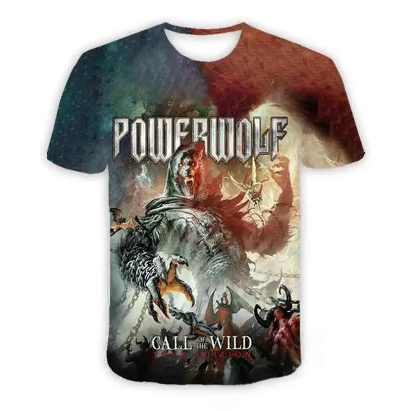 Powerwolf Metal Rock 3D Print T Shirt For Men And Women Hip Hop Style Oversized Short Sleeve Tee Streetwear Fashion