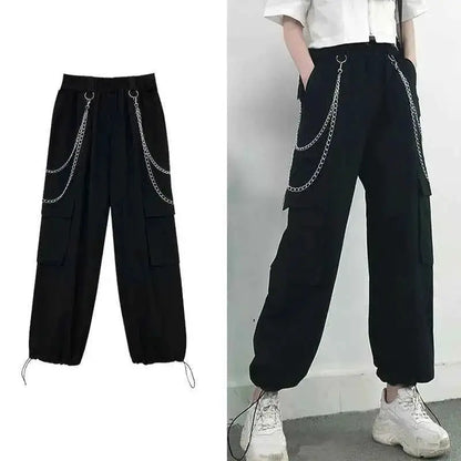 Cargo Pants Women Men 2023 Fashion Punk Jogger Trousers Harajuku Streetwear Ankle Length Oversized Harem Pants