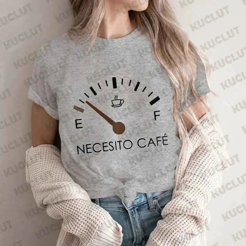Spanish I Need Coffee Women T Shirt Graphic Tee Casual Short Sleeve Comfortable Fit Sizes XXS To M