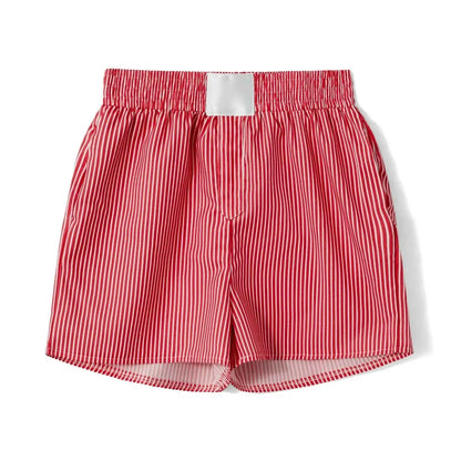 Womens Y2K Elastic Waisted Striped Shorts Pyjamas Bottoms Loungewear Summer Beach Wide Leg Boxers Boyshorts