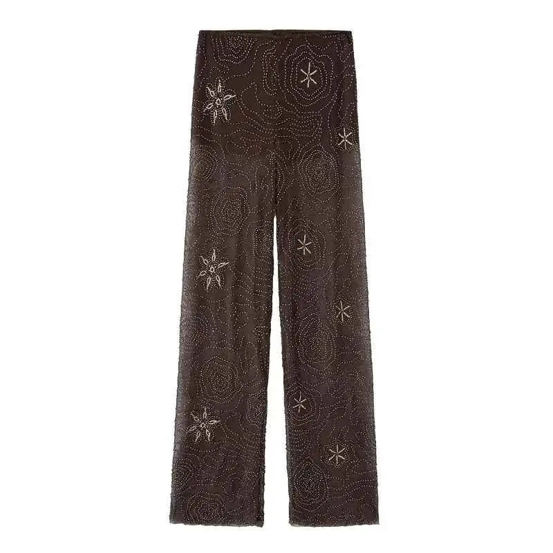 Sequin Baggy Pants For Women Beaded Wide Leg Trousers TeenStylo S M L Sizes Included