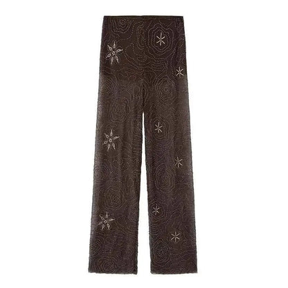 Sequin Baggy Pants For Women Beaded Wide Leg Trousers TeenStylo S M L Sizes Included