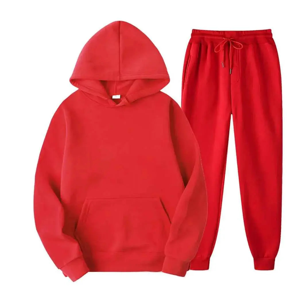 Men's Tracksuit Set Hooded Sweatshirt and Jogger Pants High Quality Breathable Polyester for Casual Gym Wear