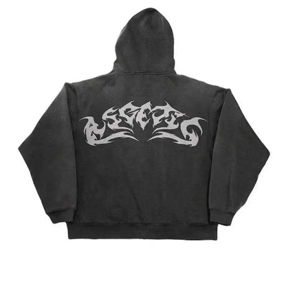 American Retro Hoodie Y2K Gothic Streetwear Pullover Sweatshirt With Personalized Print Cotton Casual Top