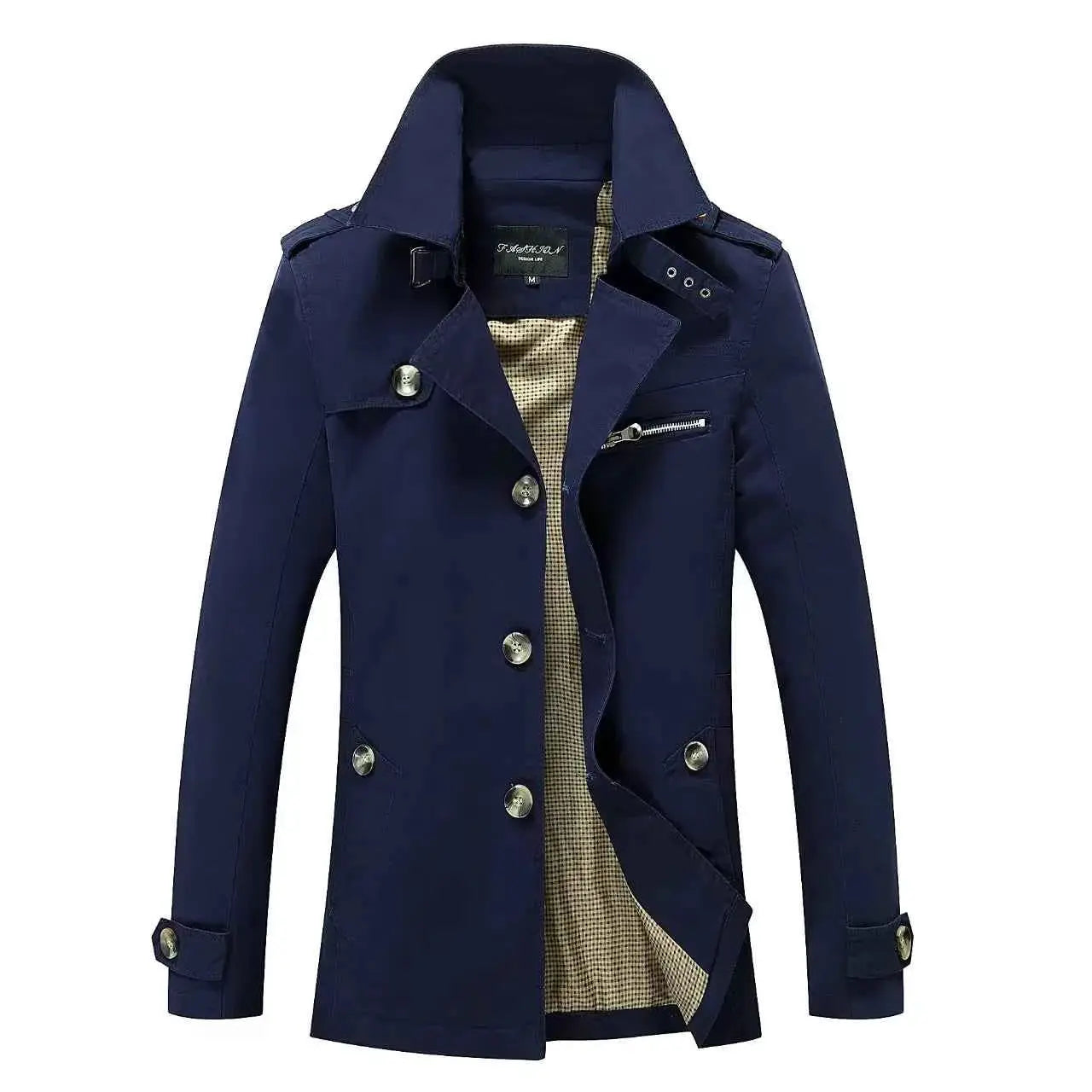 Men's Pure Cotton Windbreaker Long Jacket For Business Casual Streetwear 2025 Spring Summer Autumn Winter