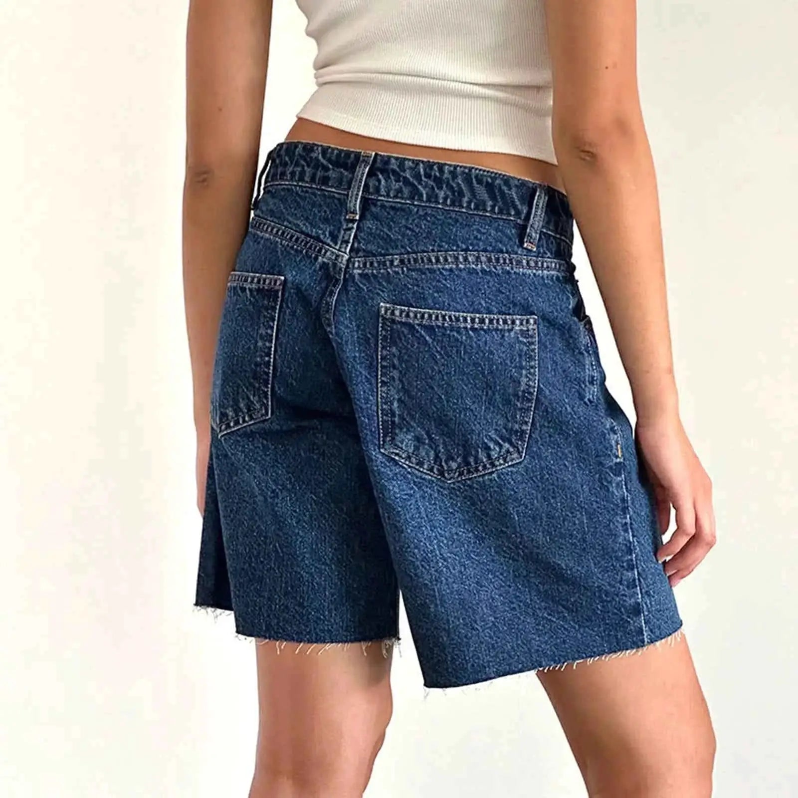 Women Y2K Carpenter Denim Shorts High Rise Baggy Wide Leg Jorts Prewashed Bermuda Vintage Cowgirl Jeans