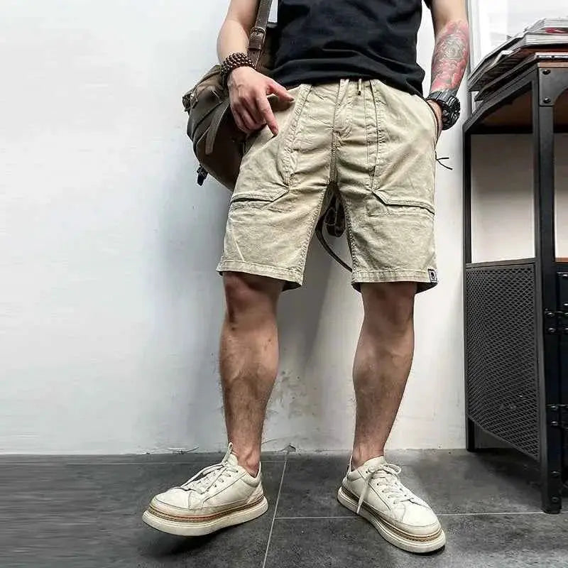 Men Summer Casual Classic Multi Pocket Camouflage Cotton Cargo Shorts Vintage Twill