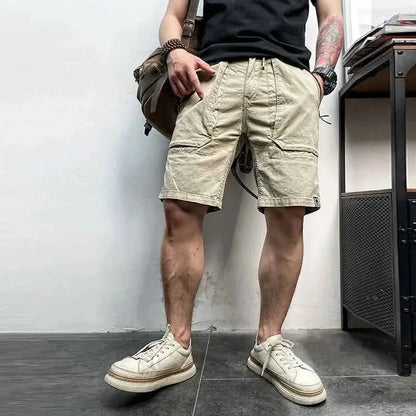 Men Summer Casual Classic Multi Pocket Camouflage Cotton Cargo Shorts Vintage Twill