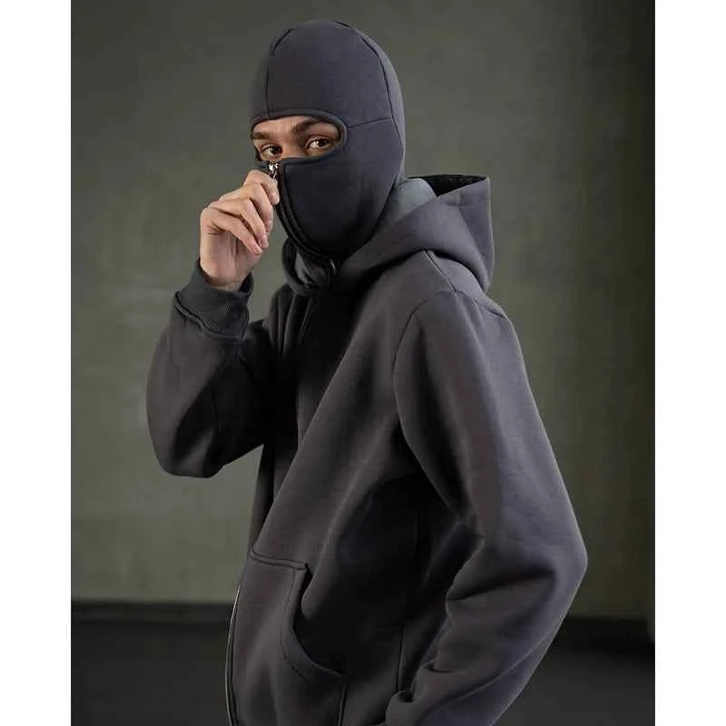 Vintage Hooded Mask Hoodie For Men And Women Harajuku Hip Hop Rock Gothic Fashion Loose Fit Zip Sweatshirt