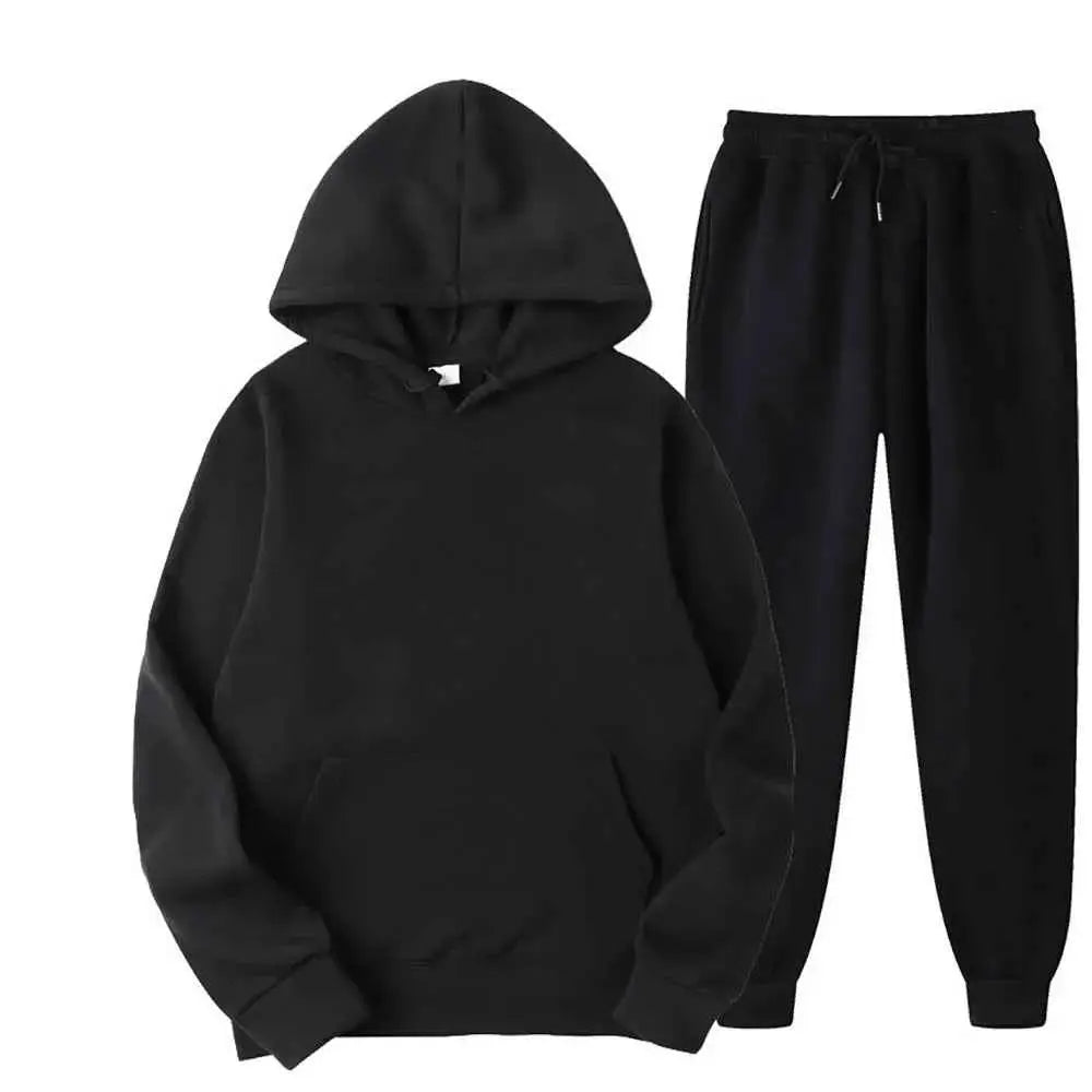 Men's Tracksuit Set Hooded Sweatshirt and Jogger Pants High Quality Breathable Polyester for Casual Gym Wear