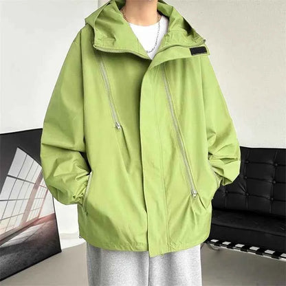Mens Hooded Jacket Bomber Windbreaker Zipper Coat For Spring And Autumn Loose Cargo Casual Sportswear