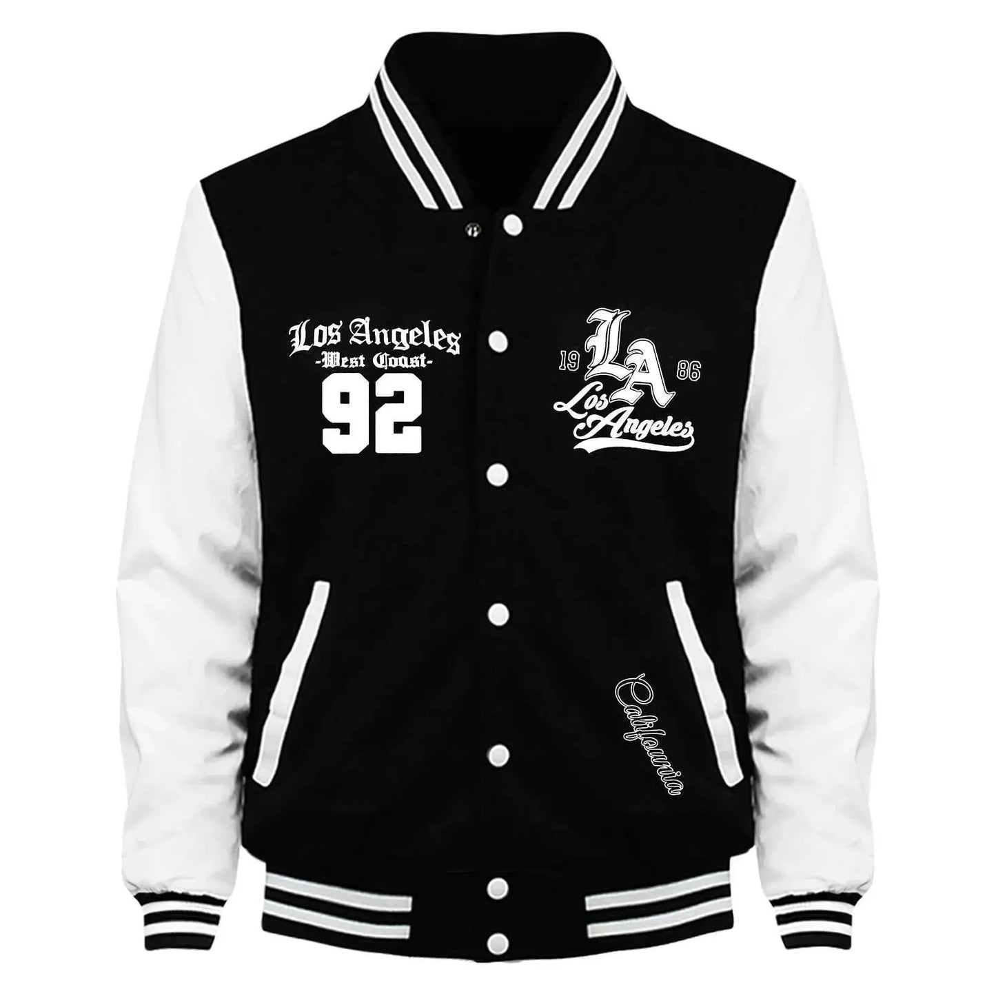 Couple Baseball Uniform Jacket For Men Long Sleeve Polyester Black White Casual Sportswear Sizes S To 5XL