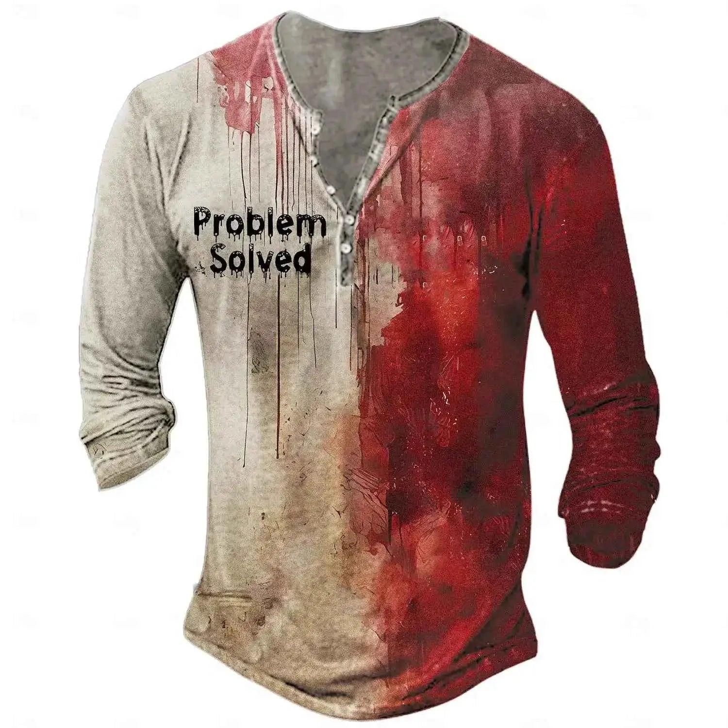 Vintage Mens Long Sleeve T Shirt Graphic Tee 3D Print Oversized Fall Casual Wear