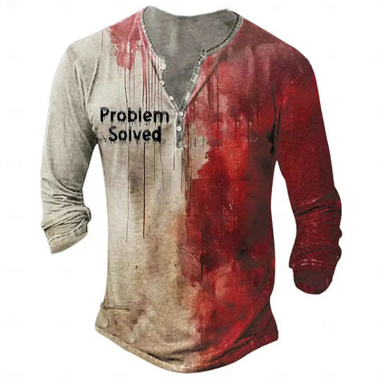 Vintage Mens Long Sleeve T Shirt Graphic Tee 3D Print Oversized Fall Casual Wear