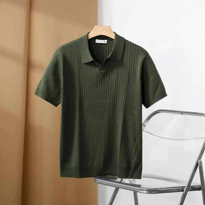 Men Slim Fit Polo Shirt Solid Cotton Stretch Collared Tee Casual Summer Top For Everyday Wear
