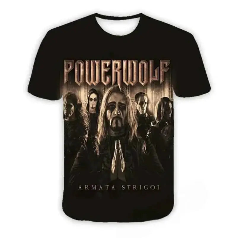 Powerwolf Metal Rock 3D Print T Shirt For Men And Women Hip Hop Style Oversized Short Sleeve Tee Streetwear Fashion