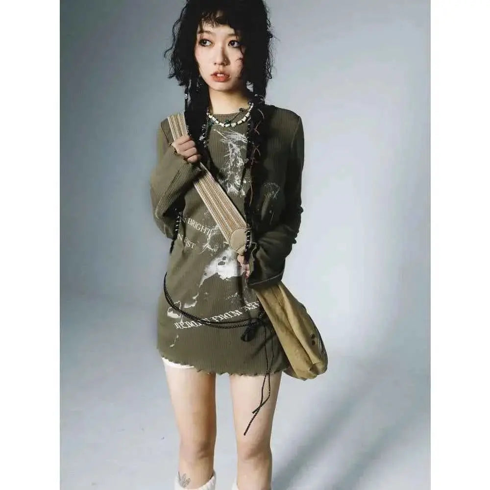 Y2K Tee Streetwear Harajuku Vintage Graphic T Shirt For Women Japanese Cute Top Fairycore Aesthetic Grunge
