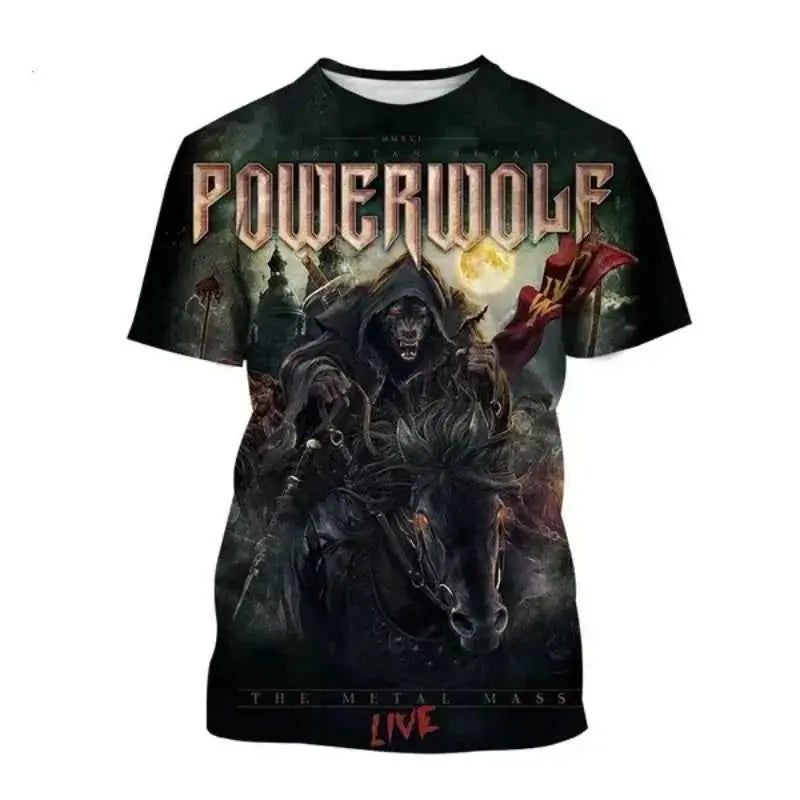 Powerwolf Metal Rock 3D Print T Shirt For Men And Women Hip Hop Style Oversized Short Sleeve Tee Streetwear Fashion