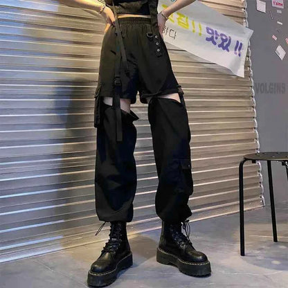 Cargo Pants Women Men 2023 Fashion Punk Jogger Trousers Harajuku Streetwear Ankle Length Oversized Harem Pants