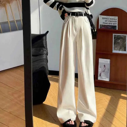 Corduroy High Waist Wide Leg Pants for Women Autumn Winter Casual Trousers Straight Leg New