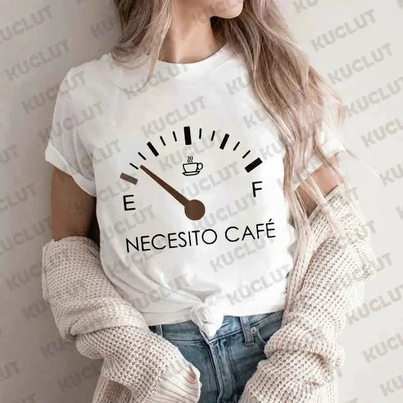 Spanish I Need Coffee Women T Shirt Graphic Tee Casual Short Sleeve Comfortable Fit Sizes XXS To M