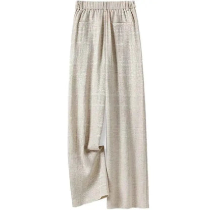 Womens Beige Stretch Wide Leg Pants For Casual Everyday Office Wear All Day Comfort TeenStylo