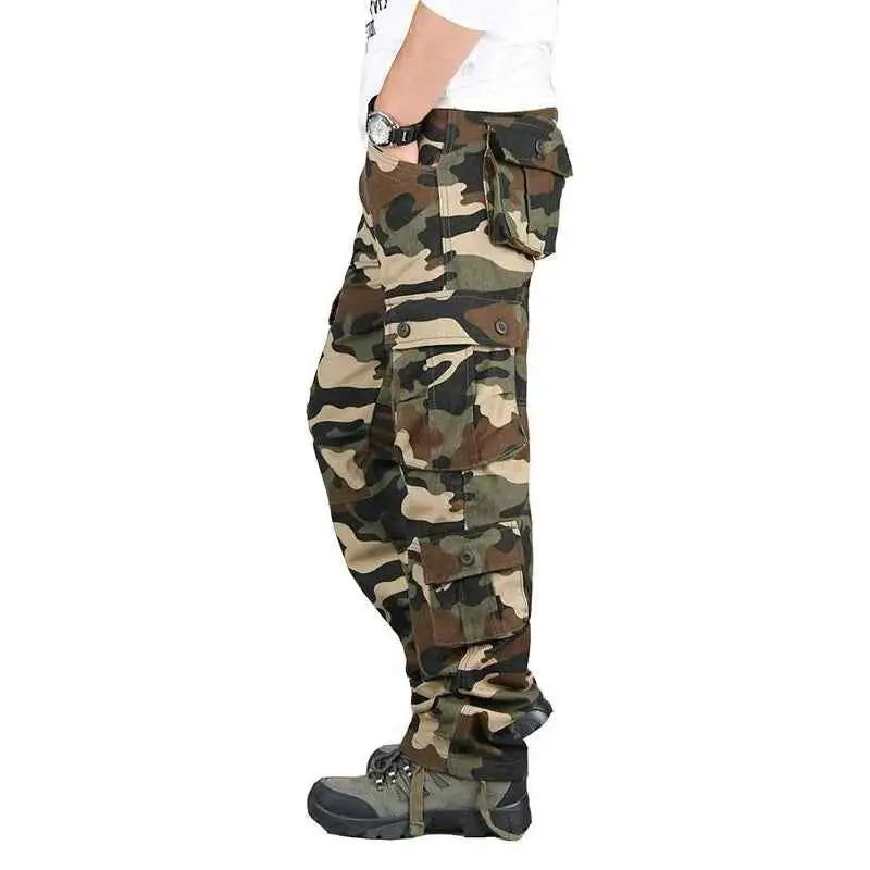 Mens Tactical Cargo Pants Cotton Outdoor Work Trousers Camouflage Hiking Pants Big Size