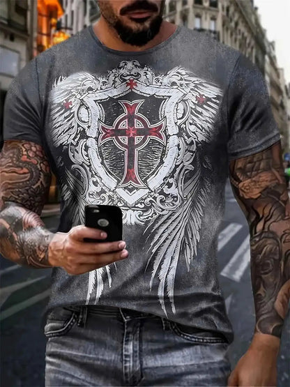 Mens Punk Skull 3D Print T Shirt Short Sleeve Graphic Tee For Summer Fashion Outdoor Streetwear