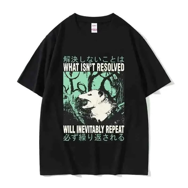 Lost In The Cheese Rat Print Meme T Shirt For Men Women Oversized Short Sleeve Streetwear Summer Tee Tops