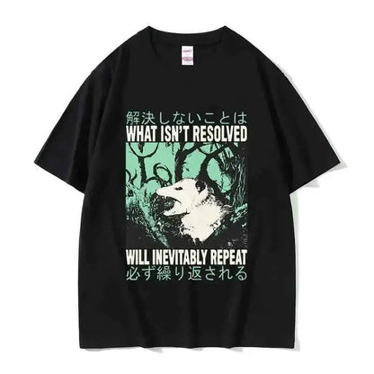 Lost In The Cheese Rat Print Meme T Shirt For Men Women Oversized Short Sleeve Streetwear Summer Tee Tops