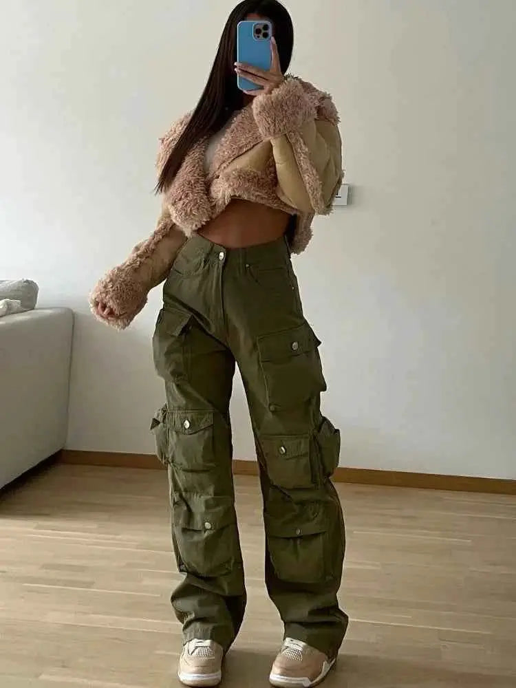 Taruxy Cargo Pants For Women With Multiple Pockets Loose Fit High Waist Baggy Streetwear Sweatpants Trousers
