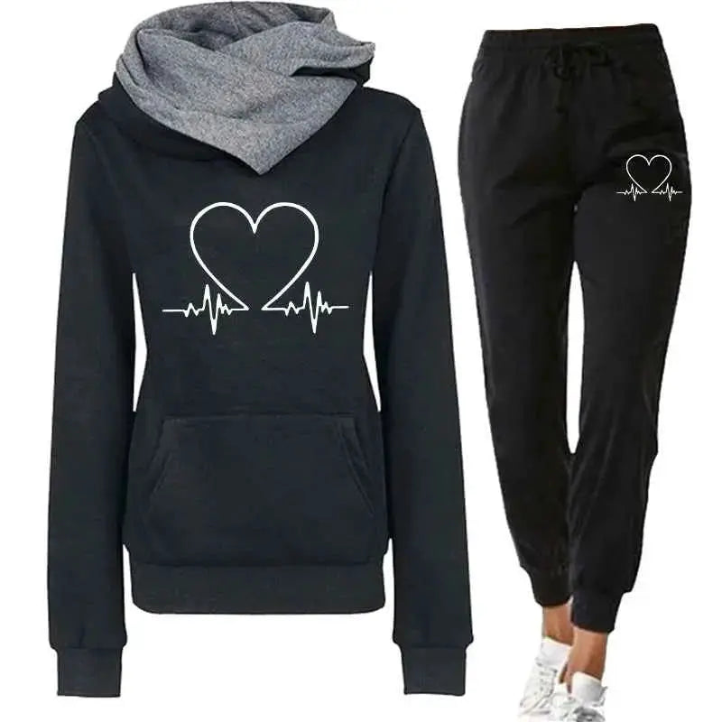 Womens Tracksuit Two Piece Set Winter Warm Hoodies And Pants Sweatshirts Jogging Outfit Sportswear