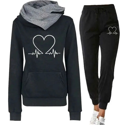 Womens Tracksuit Two Piece Set Winter Warm Hoodies And Pants Sweatshirts Jogging Outfit Sportswear