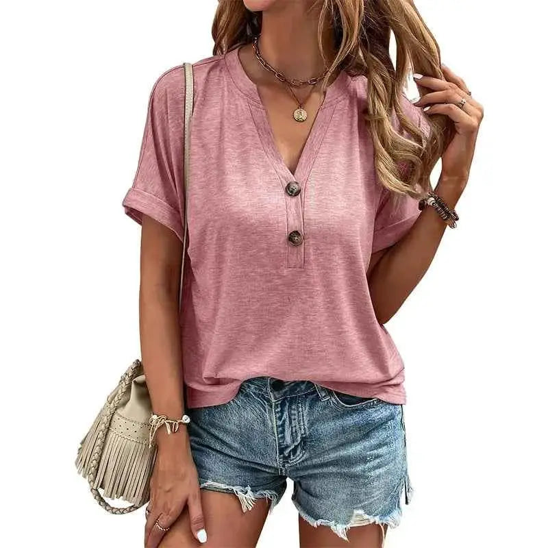 Solid Color Casual Loose T Shirt For Women 2025 Summer Vintage Oversized Short Sleeve Tee Streetwear Top